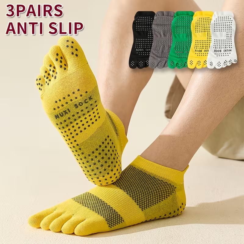 Sports Grip - Herren-Zehensocken im 3er-Pack, rutschfeste Socken mit