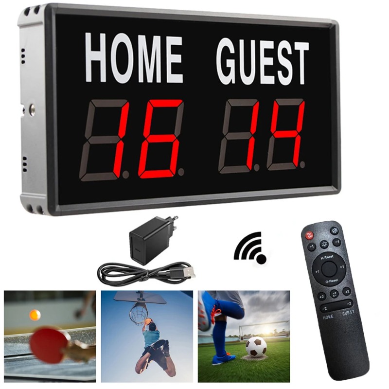 Scoreboard Digital - 4-stellige LED-Elektronische Anzeigetafel Punktezähler Uhr für